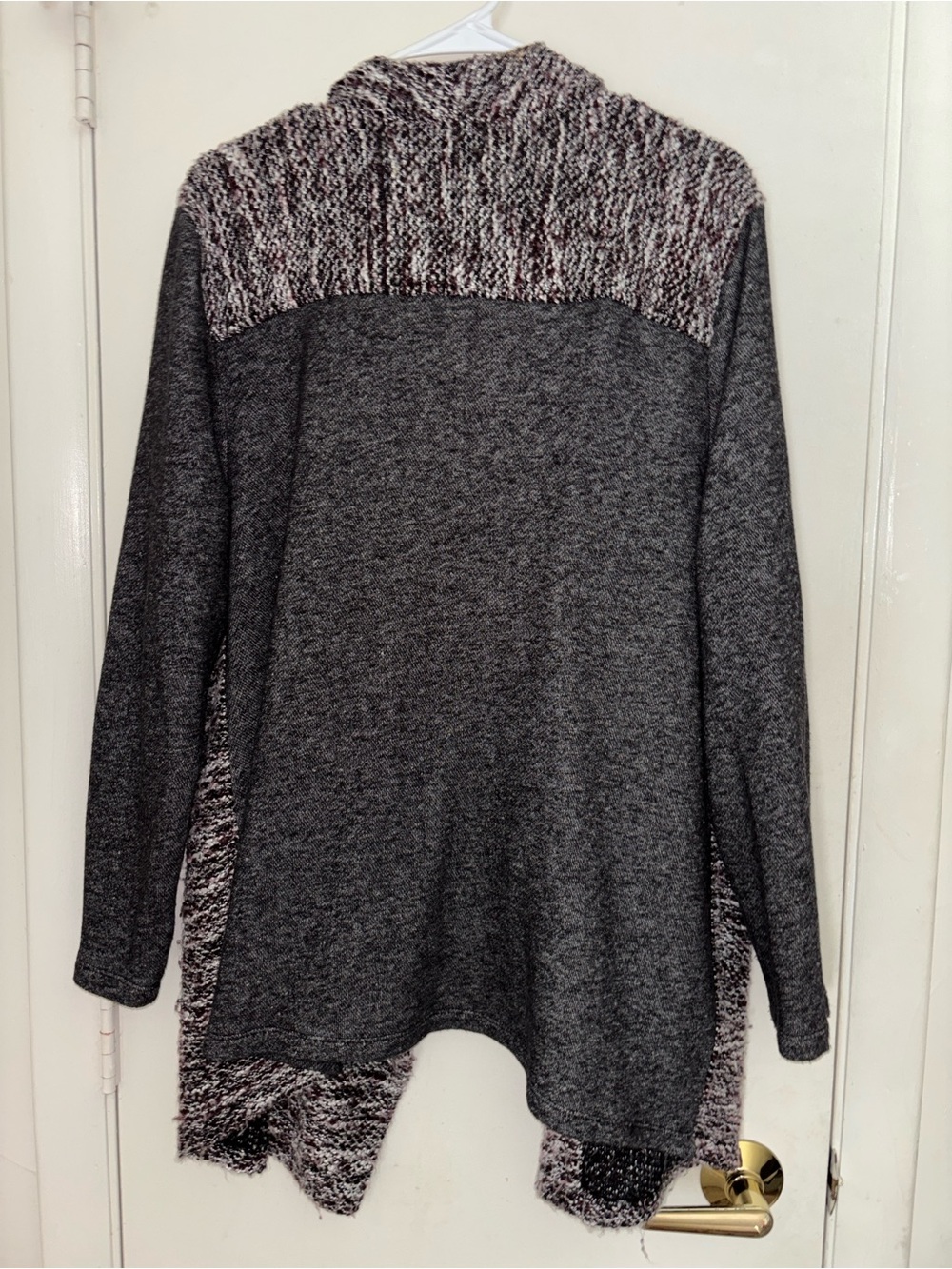 Apt. 9 Two-Tone Draped Open-Front Cardigan in Marled Gray and Charcoal - Picture 2 of 4